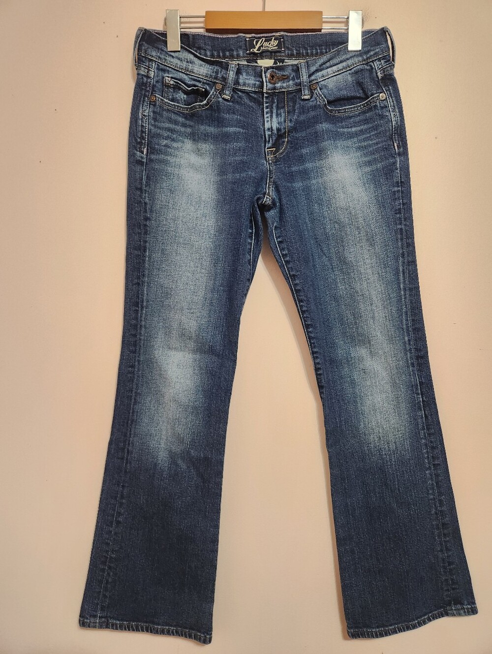Lucky Brand Stark Sweet N Low Y2K Grunge Low Rise Bootcut Distressed Jeans 6/28